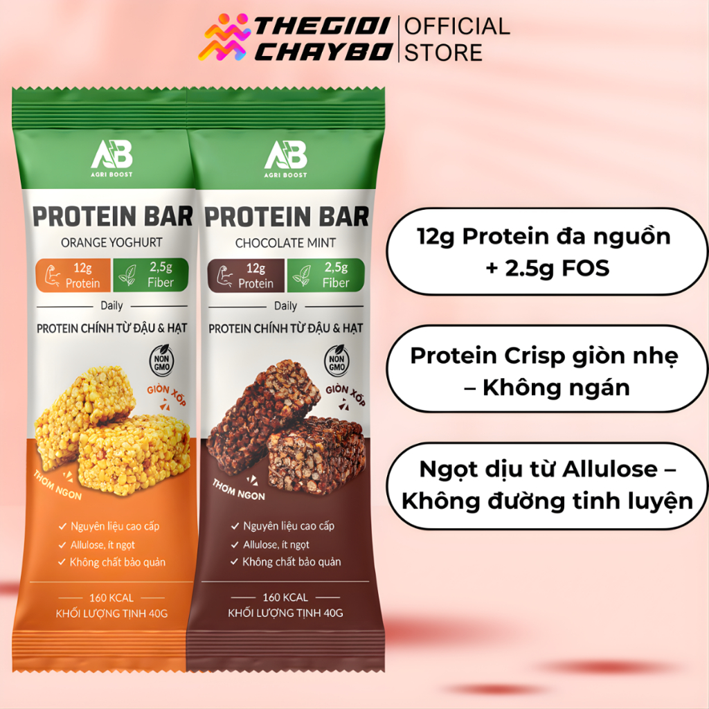 AB Protein Bar 40g – 12g Protein Thanh Hạt Bổ Sung Năng Lượng Cho Người Tập Thể Thao, Gym