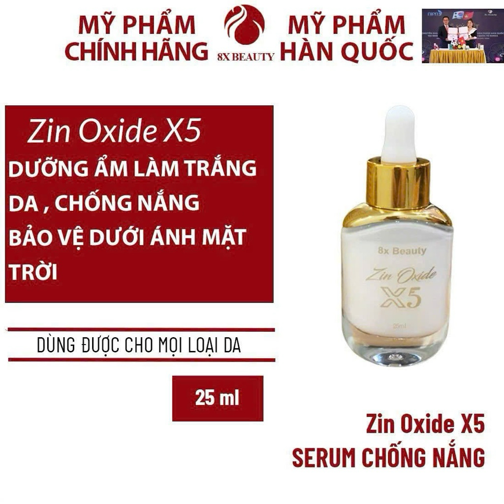Kem Chống Nắng Zin Oxide X5 8x Beauty Thế Hệ Mới Lần 25ml.ghch01