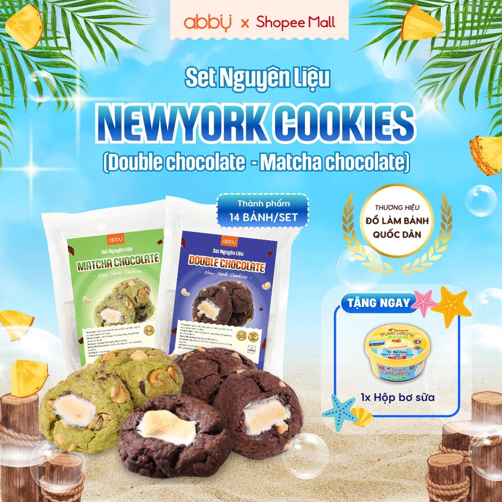 [ABBY] Set làm bánh New York cookies - Thành phẩm 14 bánh/set - Nguyên liệu làm bánh quy tại nhà
