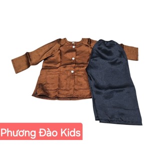 Bộ Bà Ba Bé Trai Bé Gái Nâu Đen Phi Bóng, Trang Phục Biểu Diễn, Chụp Ảnh, Mềm Mịn - Phương Đào Kids