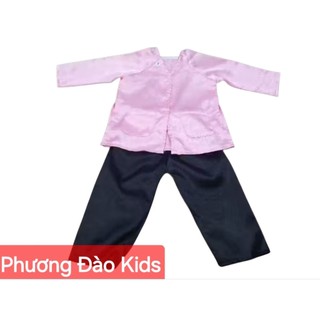 Bộ Bà Ba Cho Bé Gái Màu Hồng Đen, Vải Phi Bóng Mềm Mịn Thoáng Mát Mặc Thoải Mái- Phương Đào Kids