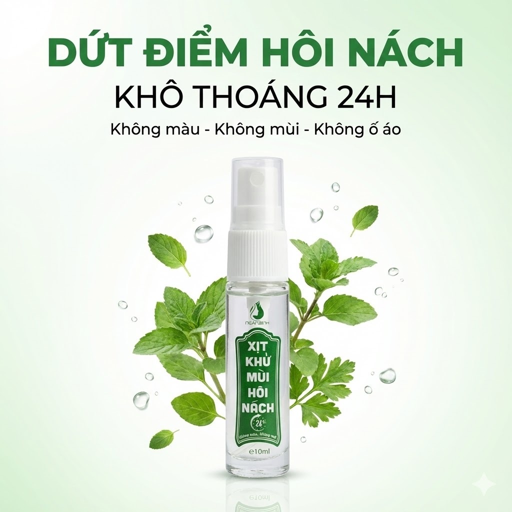 Xịt Khử Mùi Hôi Nách Ngân Bình 10ml - Ngăn Tiết Mồ Hôi, Không Màu Không Mùi Không Hôi 24H