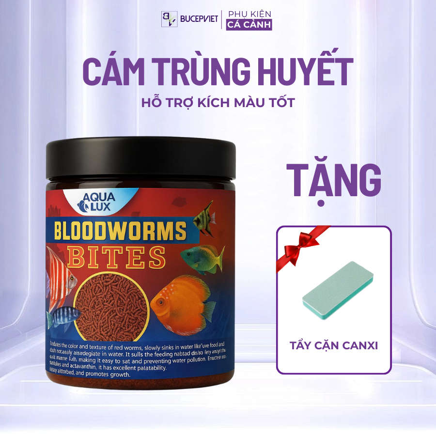 Cám Trùng Huyết AquaLux Blood Worm – Thức Ăn Cá Cảnh Lên Màu Nhanh, Hạt Chìm Dần, Dinh Dưỡng Cao, Tăng Trưởng Toàn Diện