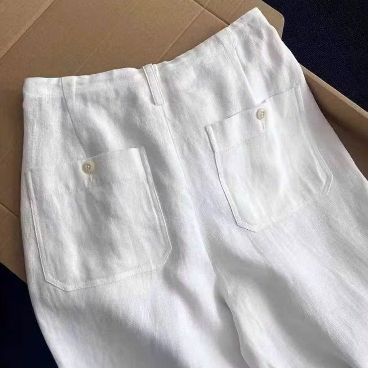 Quần Suông Linen Nữ Lưng Thun Ống Rộng Có Dây Rút Hack Dáng Mùa Hè Noiree - NQ160