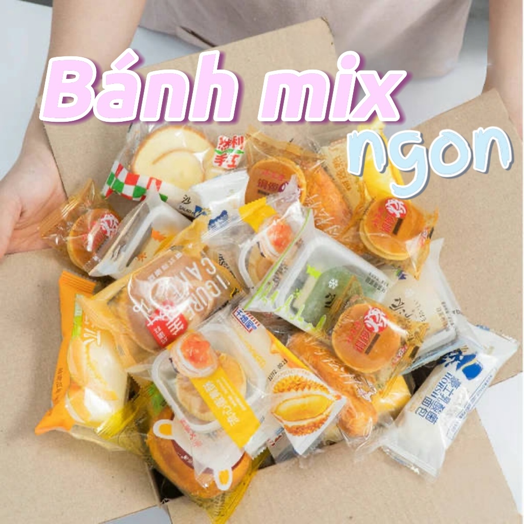 Thùng 2,3kg Bánh mix đài loan bông lan tươi sanwichd bơ sữa đủ vị