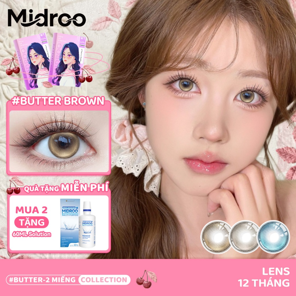 Midroo 0-6 Độ Lens Giãn Tròng to 14.5mm Butter Lens Mắt Cận 2 chiếc Kính áp tròng highlight cho mắt