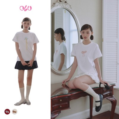 Áo thun OLV thêu basic Cotton Short Sleeve T Shirt và Cotton Horse Embro Tshirt nhiều hình trẻ trung