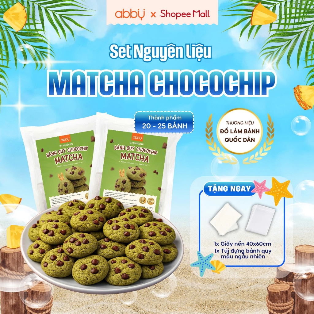 [ABBY] Set làm bánh quy Chocochip Matcha- Nguyên liệu làm cookie - Thành phẩm 20 - 25 chiếc