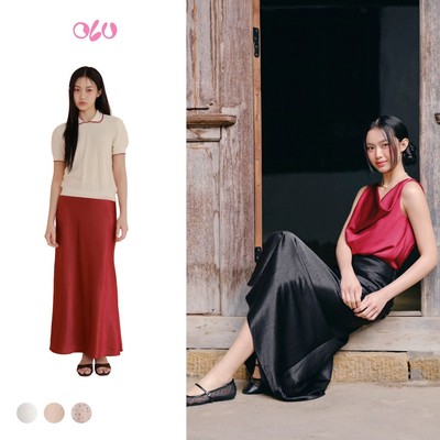 Chân váy OLV lụa dài mịn nổi bật Satin Long Skirt và Flared Skirt nhiều màu phù hợp đi chơi đi tiệc