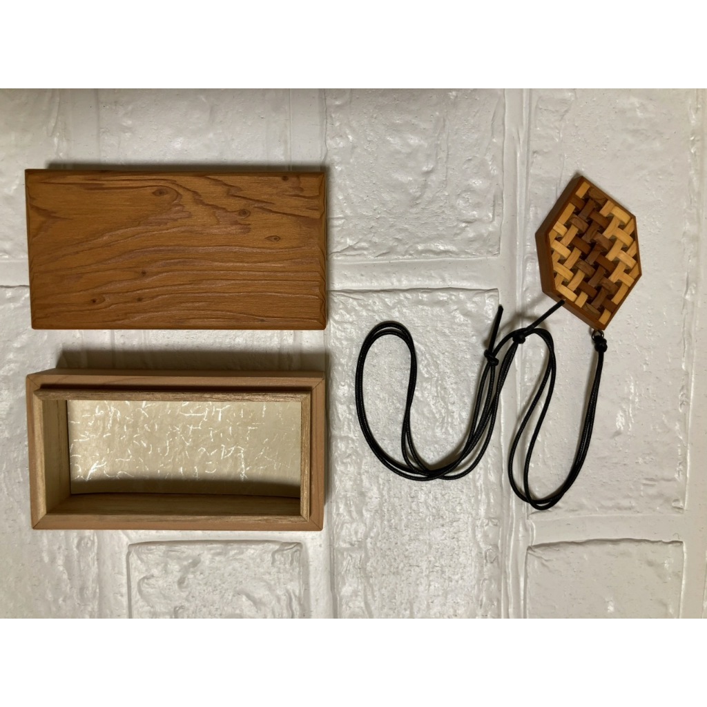 Kumiko Wooden Artwork Keychain Accessory Sculpture Object Japan Tochigi with box
