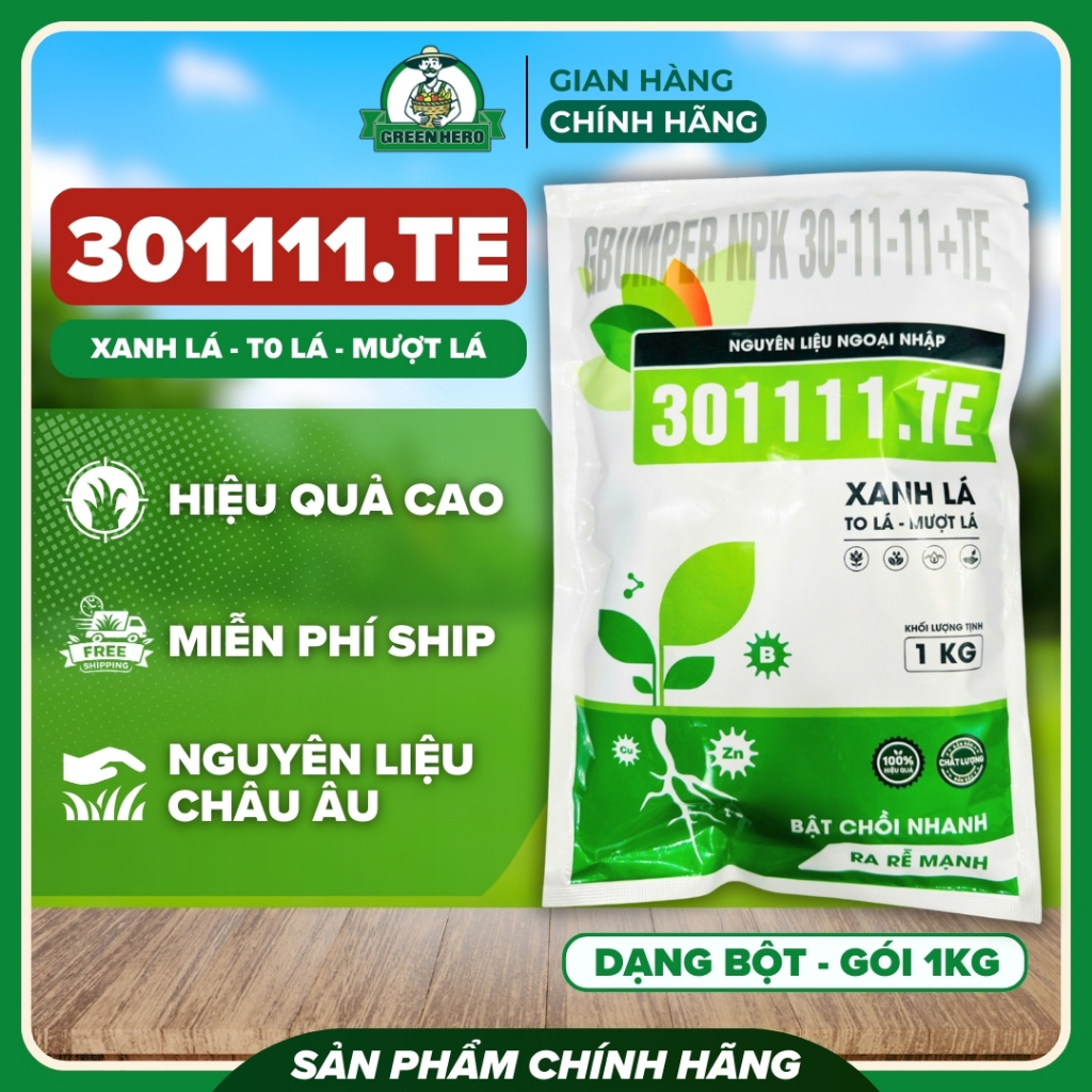Phân bón 30-11-11.TE, Bật Chồi Nhanh, Ra Rễ Mạnh, Xanh Lá, To Lá, Mượt Lá, Bung Đọt, Kích Bộ Rễ Phát