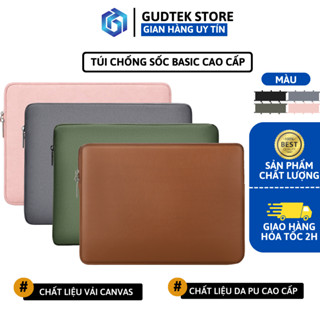 Túi Chống Sốc Basic Chất Liệu Da/ Vải Canvas Cao Cấp, Túi Đựng Laptop/Macbook Chống Thấm Nước, Nhỏ Gọn, Bền Bỉ