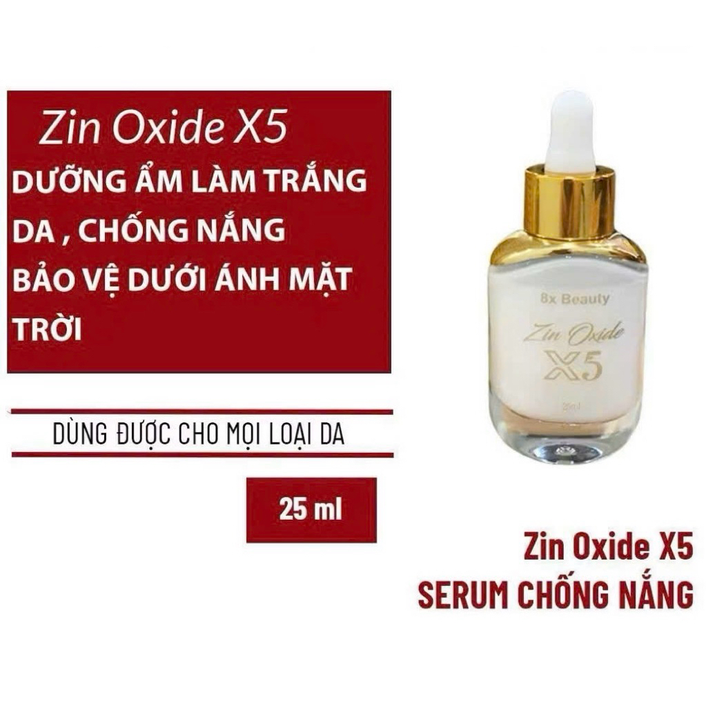 Kem Chống Nắng Zin Oxide X5 8x Beauty Thế Hệ Mới Lần 25ml
