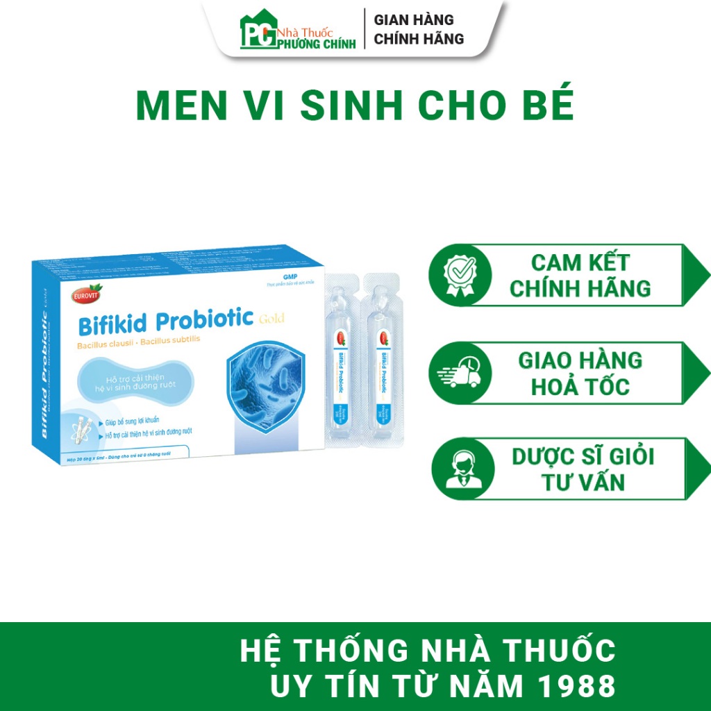 Men Vi Sinh Cho Bé Eurovit Bifikid Probiotic Gold - Hỗ Trợ Giảm Rối Loạn Tiêu Hóa 20 Ống
