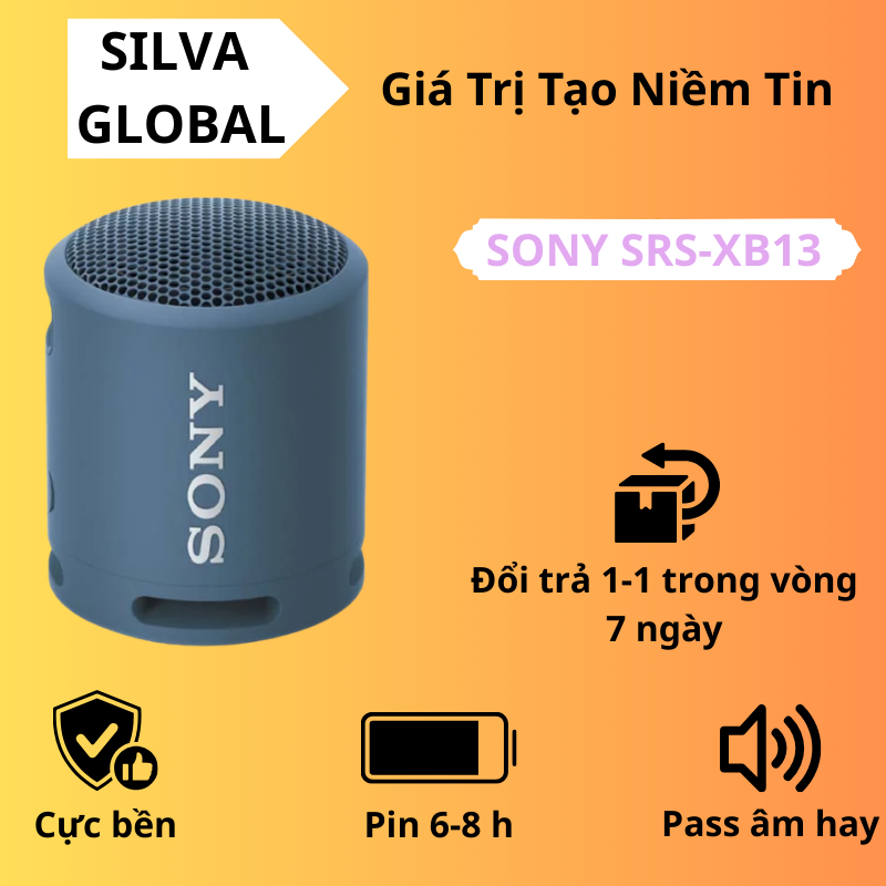 Loa Bluetooth Sony SRS-XB13 Giá Tốt Âm Bass Mạnh Mẽ Chống Nước IP67 Chơi Nhạc 16H - Kết Nối 2 Loa - Bảo Hành 2 Năm