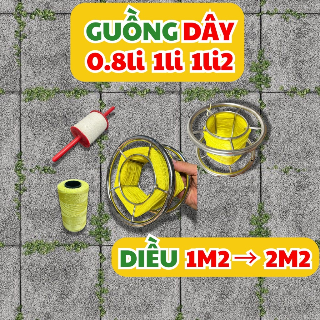 Diều Sáo Vivu - Combo guồng dây 0.8li -> 1li2 cho diều 1m2 đến 2m - Dây Dứa/China/Malai
