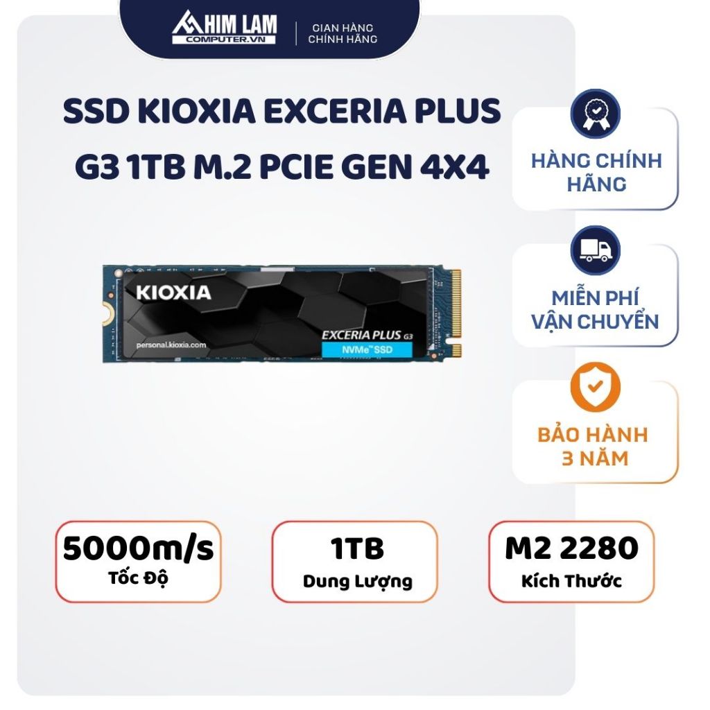 Ổ cứng SSD Kioxia EXCERIA PLUS G3 1TB NVMe Gen 4x4 - Hàng Chính Hãng _ FULL VAT