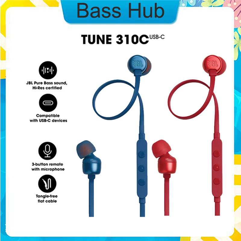 Tai Nghe Dây JBL Tune 310C Cổng Type C, Có Mic Đàm Thoại Bass Mạnh Mẽ