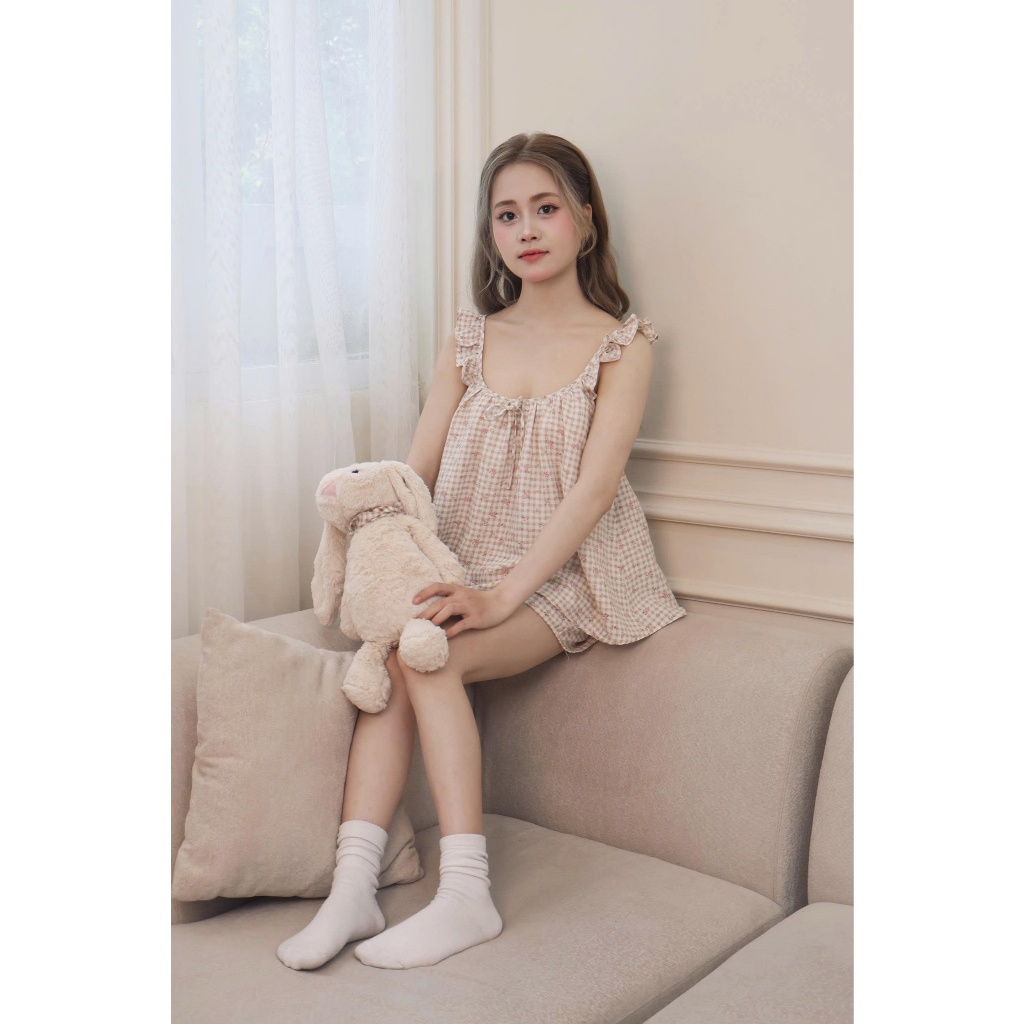 Bộ Ngủ 2 Dây Nữ Họa Tiết Cute Xinh Xắn – Bộ Đồ Ngủ Cotton Thoáng Mát Thoải Mái Thương Hiệu Melli - B2D08