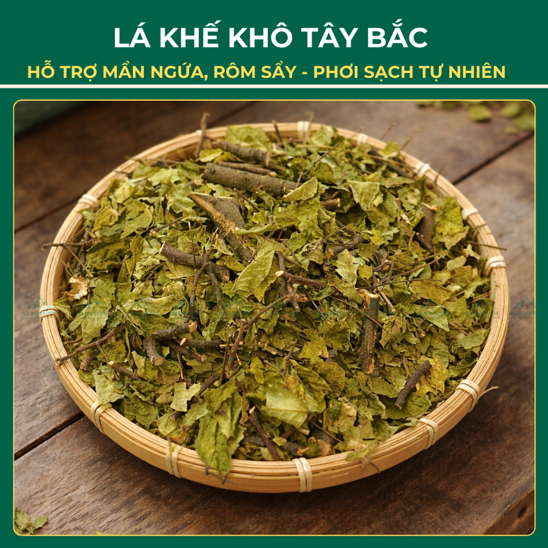 Lá khế khô tắm hỗ trợ mẩn ngứa, mề đay, rôm sẩy. Lá khế sạch phơi tự nhiên, gói 200g