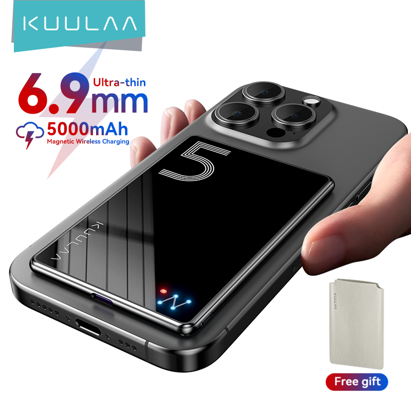 Pin dự phòng hút từ không dây KUULAA, Bộ sạc di động siêu mỏng 5.000mAh, PD 20W, dành cho IP và Andr