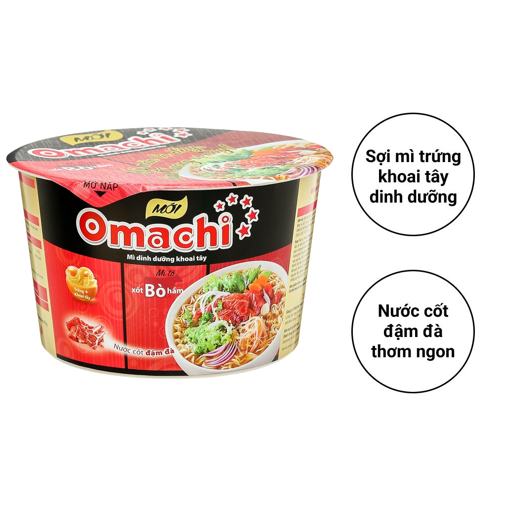 Mì khoai tây Omachi xốt bò hầm thùng 12 hộp