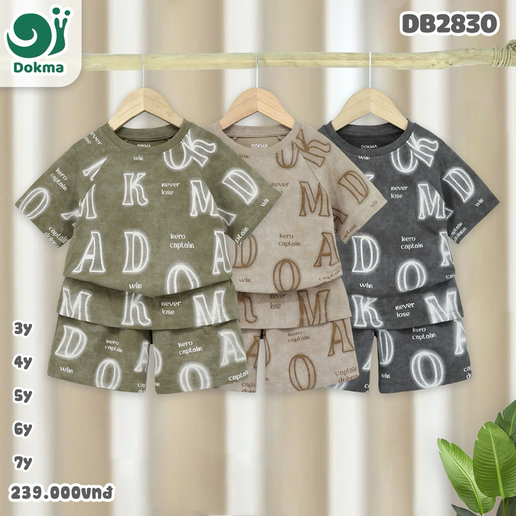 [Dokma] Bộ cộc tay bé trai chất cotton cao cấp Dokma DB2830 Size 3-7 tuổi(13-23kg)