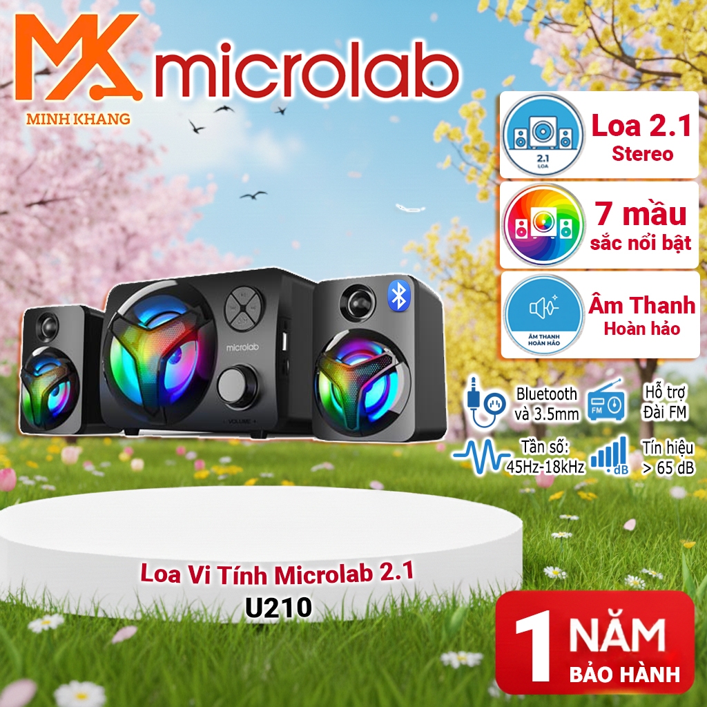MICROLAB U210 RGB 2.1 Speaker – Loa Vi Tính Có Sub, Đèn LED Đổi Màu