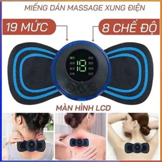Combo 2 Máy massage trị liệu cổ vai gáy xung điện - miếng dán massage mini sung điện toàn thân