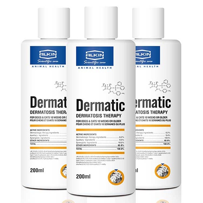 Dầu Tắm Cho Chó Mèo Alkin Dermatic 200ml [Chính Hãng Kỳ Nam] – Sạch Gàu, Giảm Ngứa, Ngừa Viêm Da & C