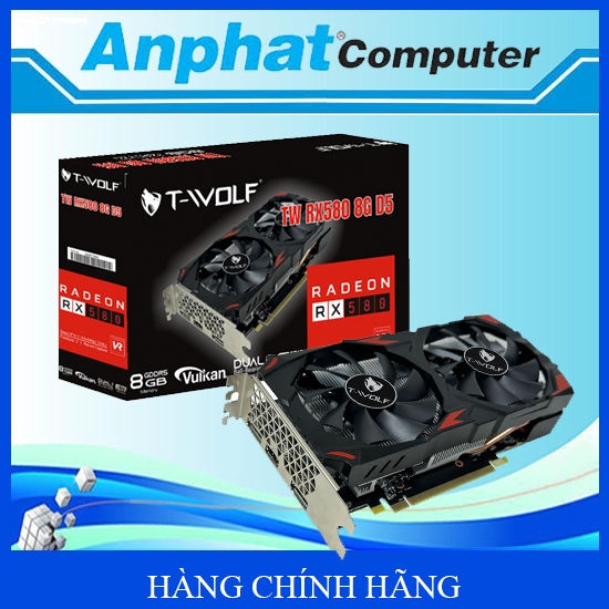 Card Màn Hình VGA T-WOLF TW-RX580 8G D5  D5 V2.0 (RX580/8GB/GDDR5/256bit/HDMI-DVI-DP/2Fan/8pin) – Hà