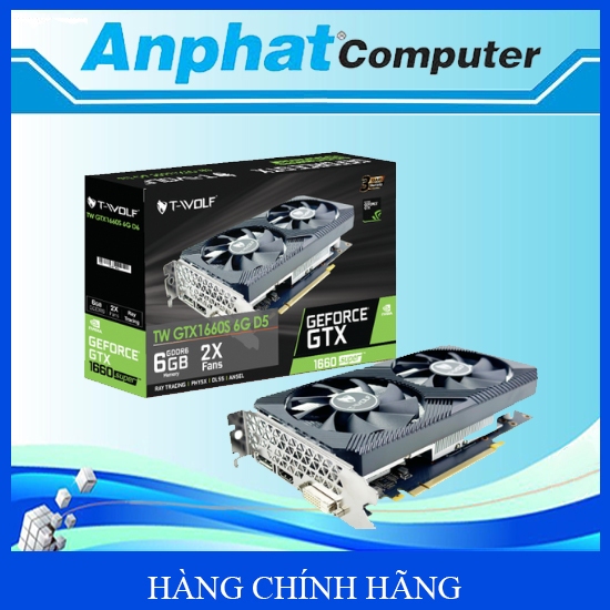 Card Màn Hình  VGA T-WOLF TW-GTX1660S 6G D6 (GTX1660S/6GB/GDDR6/192bit/DVI-HDMI-DP/2Fan/8pin)  – Hàn