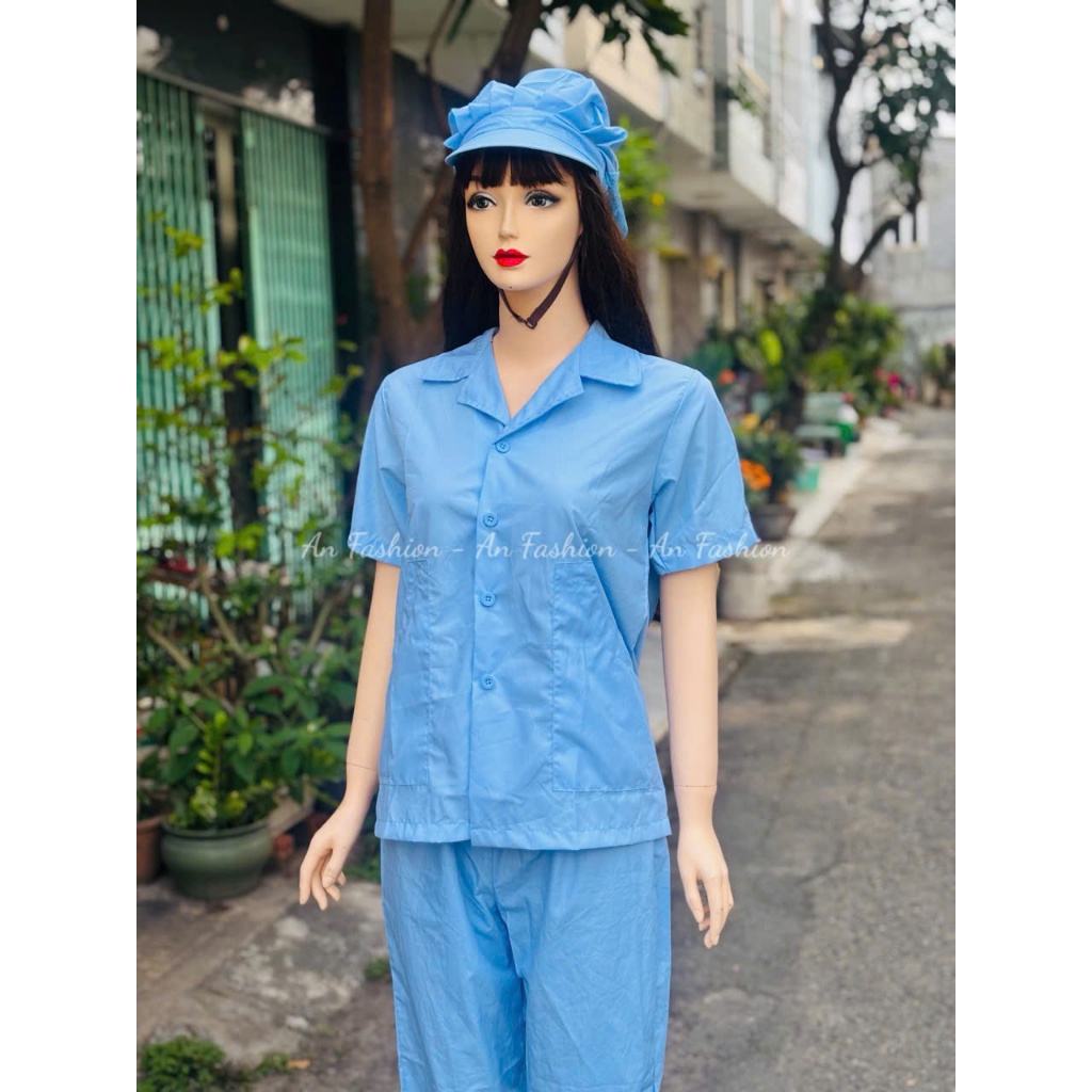 Áo Đồng Phục Tạp Vụ Xanh -áo nhân viên vệ sinh tay ngắn vải mịn mặc mát