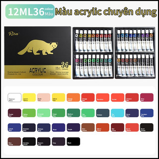 Bộ 36 màu sơn acrylic 5ml/12ml, không phai, vẽ vẽ tranh màu nước cho trẻ em, tạo họa tiết, pha màu
