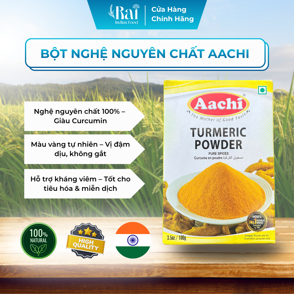 Bột Nghệ Ấn Độ Aachi Tumeric Powder 100g | Rai Indian Food