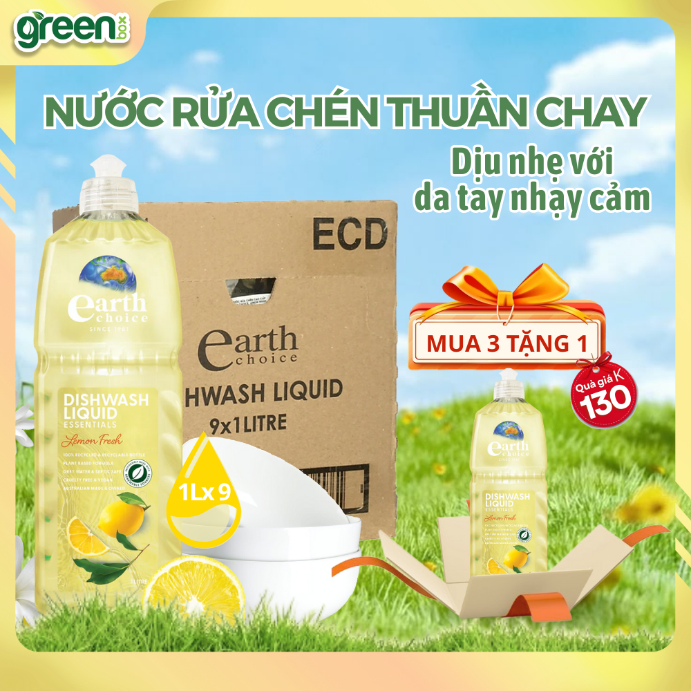 Thùng 9 Chai Nước Rửa Chén EARTH CHOICE Hương Chanh