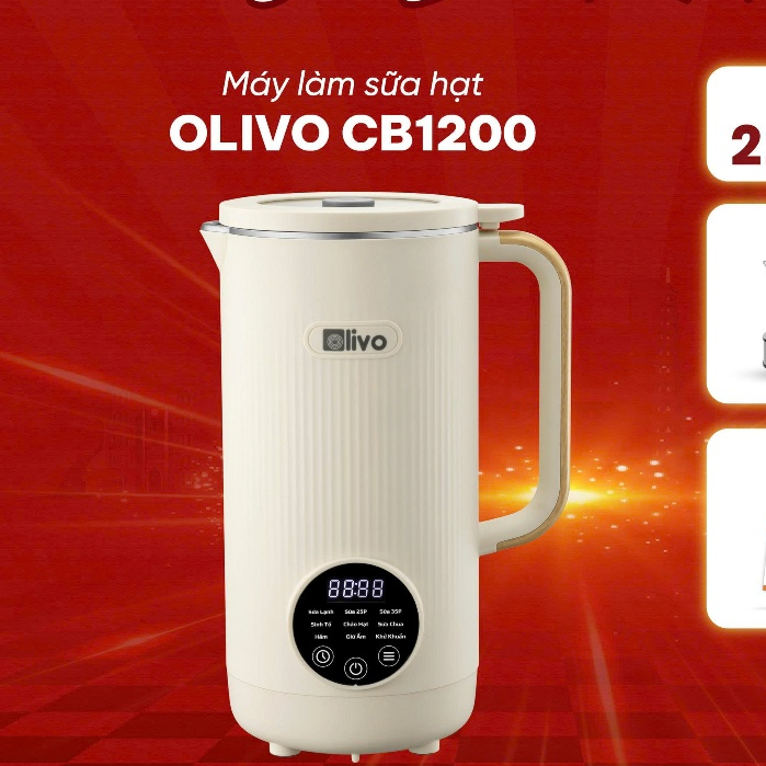 Máy Làm Sữa Hạt OLIVO CB1200 Xay Nấu Đa Năng, Dung Tích 1200ML, Nắp Kính Cường Lực