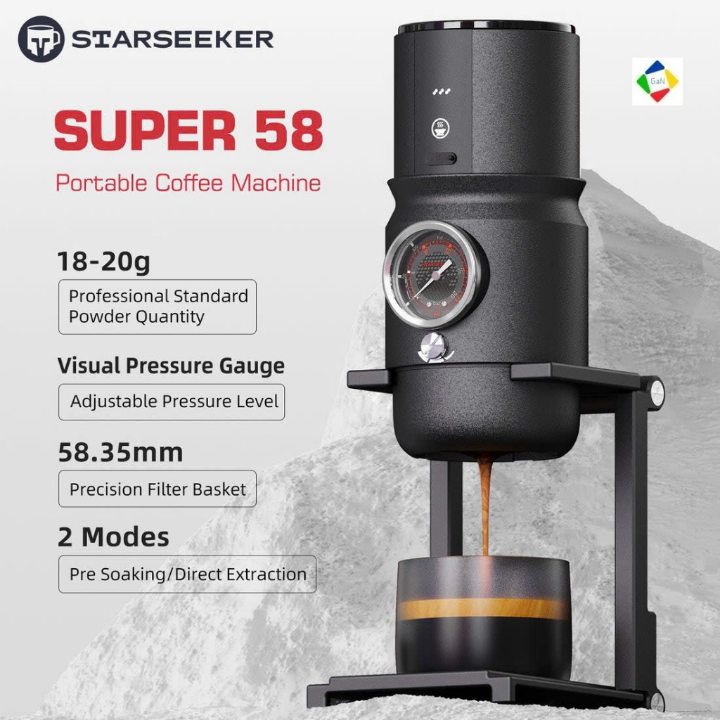 Máy Pha Cà Phê Espresso Di Động STARSEEKER Super58 , Máy Xay EDGE Mini Điện
