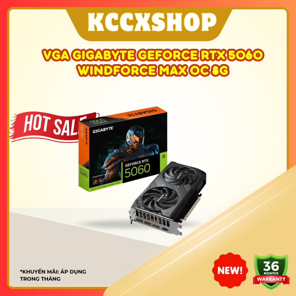 VGA Gigabyte GeForce RTX 5060 WINDFORCE MAX OC 8G – Hiệu năng mạnh mẽ, tản nhiệt tối ưu