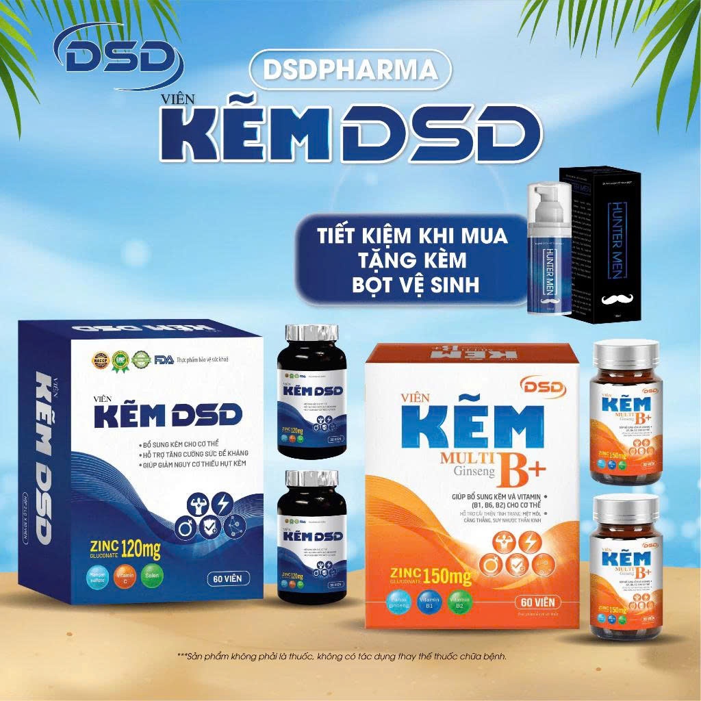 DSDPHARMA Kẽm DSD 30 Ngày 60 Ngày bổ sung kẽm - Viên uống DSD bổ sung Kẽm Biozinc