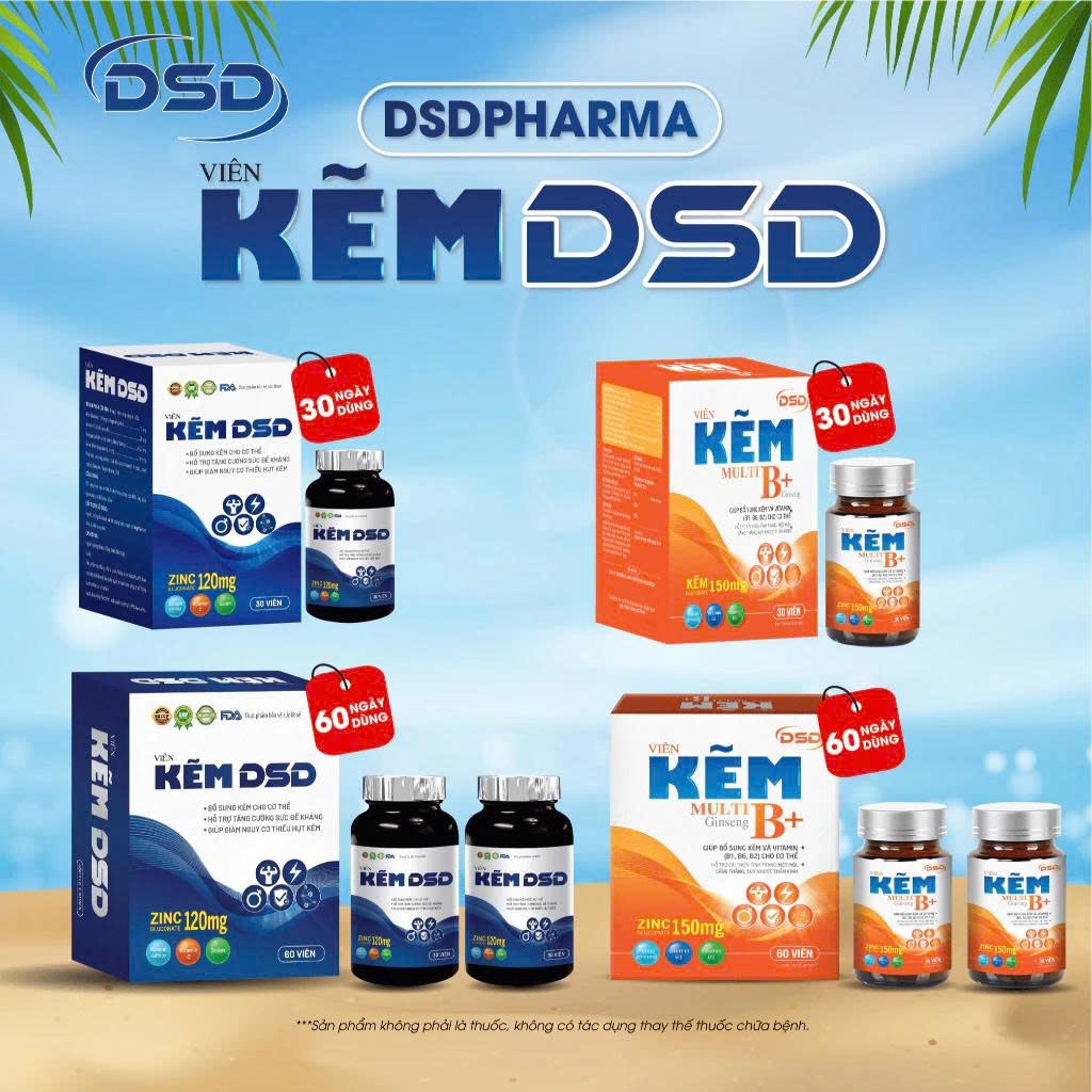 DSDPHARMA Kẽm DSD 30 Ngày 60 Ngày bổ sung kẽm - Viên uống DSD bổ sung Kẽm Biozinc