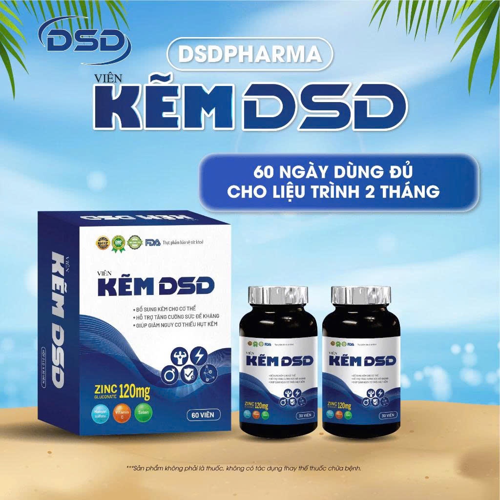 DSDPHARMA Kẽm DSD 30 Ngày 60 Ngày bổ sung kẽm - Viên uống DSD bổ sung Kẽm Biozinc