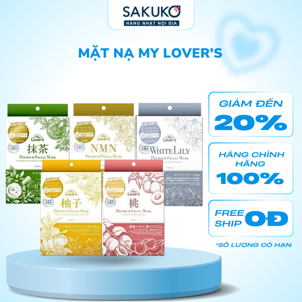 Mặt Nạ Dưỡng Ẩm Sáng Da Chống Lão Hóa INFINITY My Lover’s Cao Cấp Lily Trắng / Matcha / NMN / Yuzu /