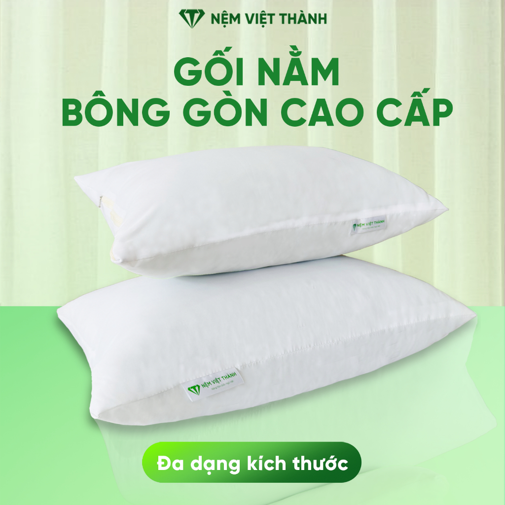 Ruột gối nằm gòn Việt Thành cao cấp, mềm mại, nâng đỡ, hỗ trợ cổ, thiết kế khóa kéo tiện lợi.