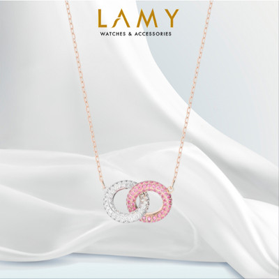 Dây chuyền nữ LAMY Pink Intertwined Circles Stone Rose Gold Necklace 6111