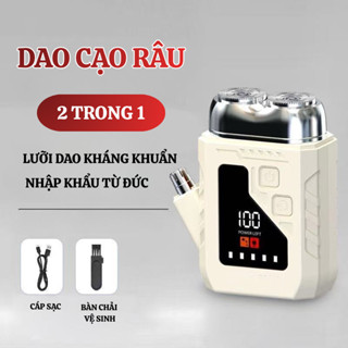 Máy cạo râu dành cho nam, dao cạo điện USB, sạc nhanh; máy cạo râu đa chức năng, có kèm đầu tỉa lông mũi và kèm gương