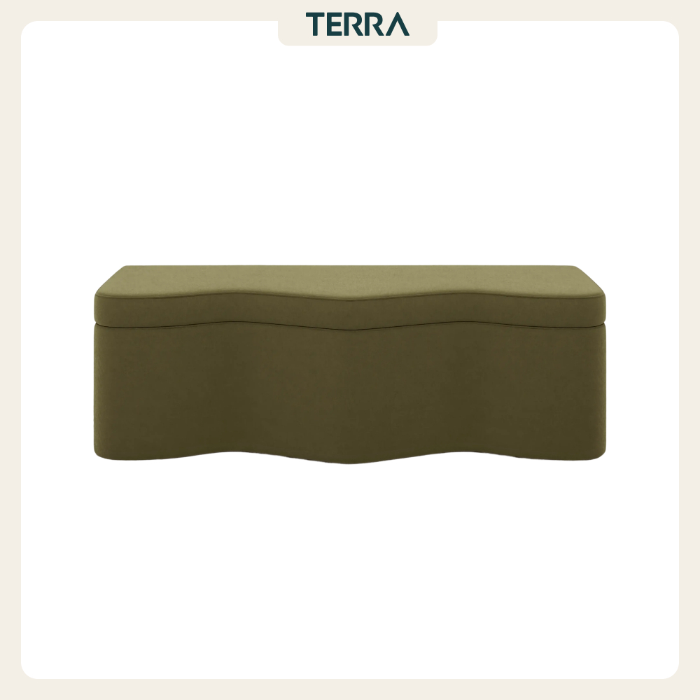 Terra Home – Ivan Storage Ottoman Nhung Caramel | Ghế Ottoman Lưu Trữ Thiết Kế Sóng Hiện Đại