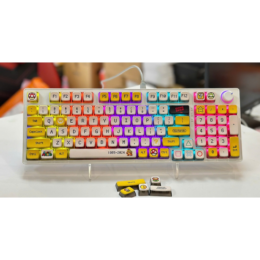Bàn phím cơ AG98 puding có dây, cực đẹp và dễ thương, bàn phím cơ phối keycap siêu dễ thương
