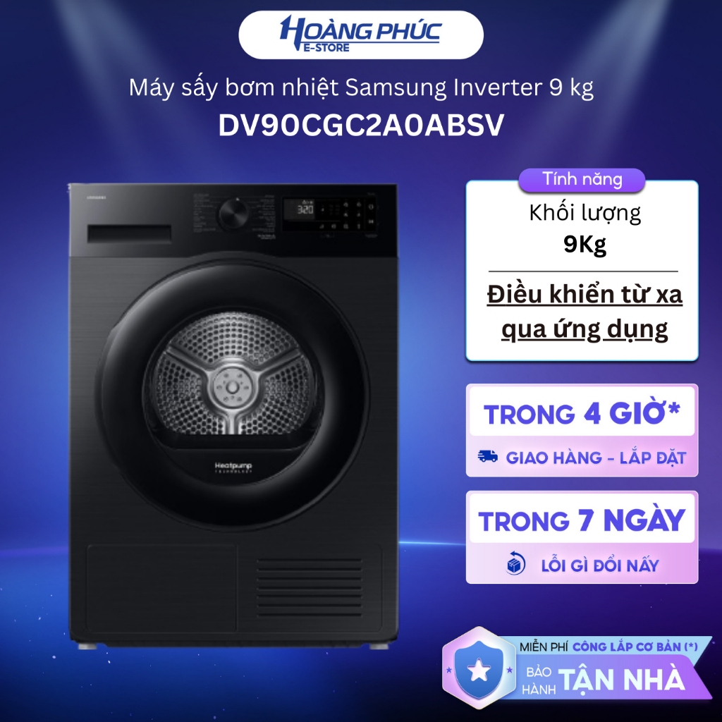 DV90CGC2A0ABSV - Máy Sấy Bơm Nhiệt Samsung 9 Kg DV90CGC2A0AB/SV {Ship HCM 0Đ}