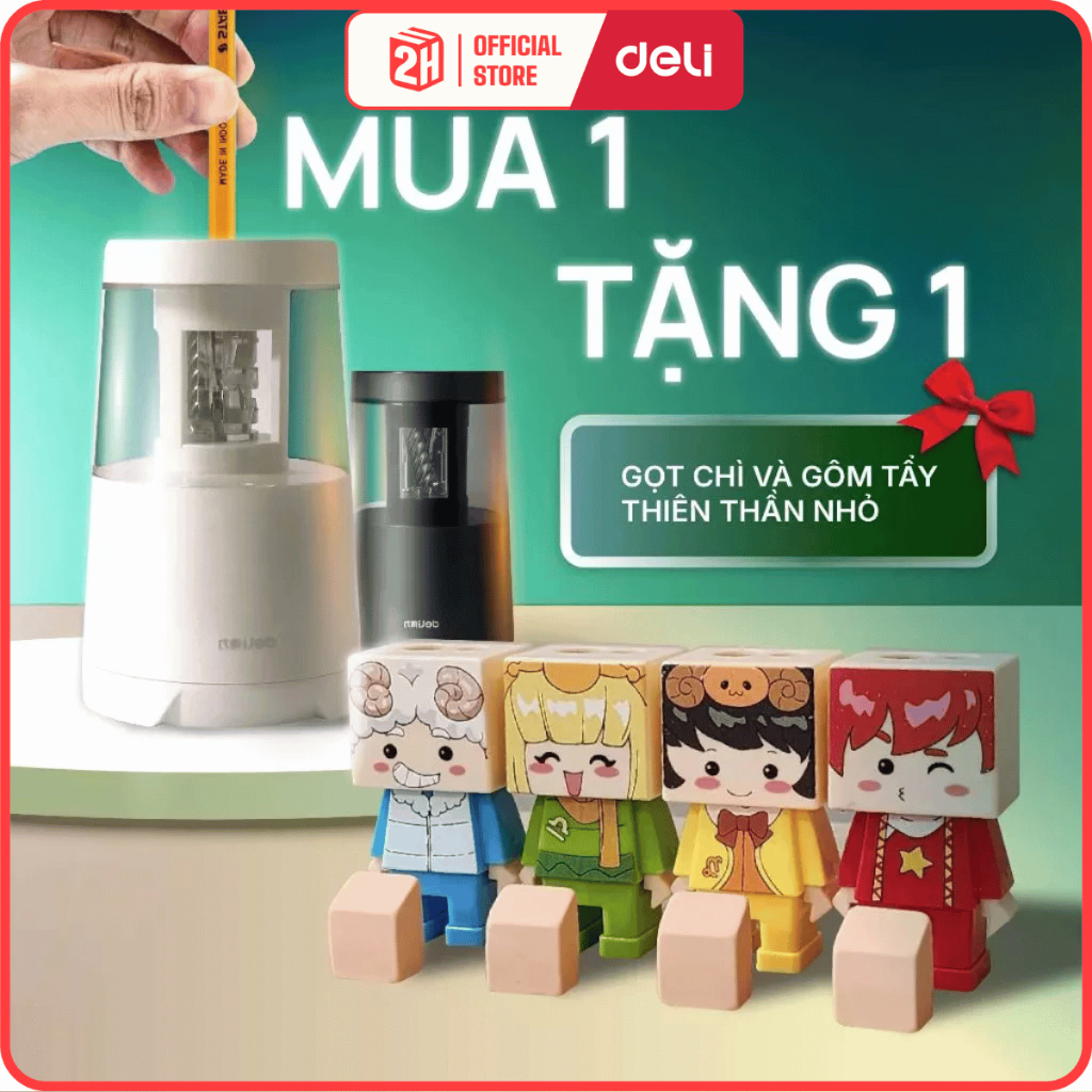Gọt bút chì điện Deli, Gọt bút chì tự động size to, chuốt bút chì tự động, sử dụng đến 5 năm - VPP